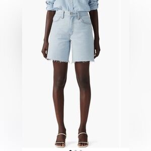 LEVIS Shorts NWT 94 Baggy Soft Cotton in Mister Twister Cut Hem Blue Plus Sz 32